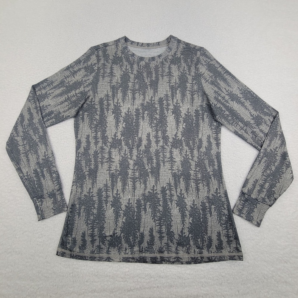 Kyodan‎ Tree Print Shirt Womens Medium Gray Long Sleeve Crewneck Stretch Top M